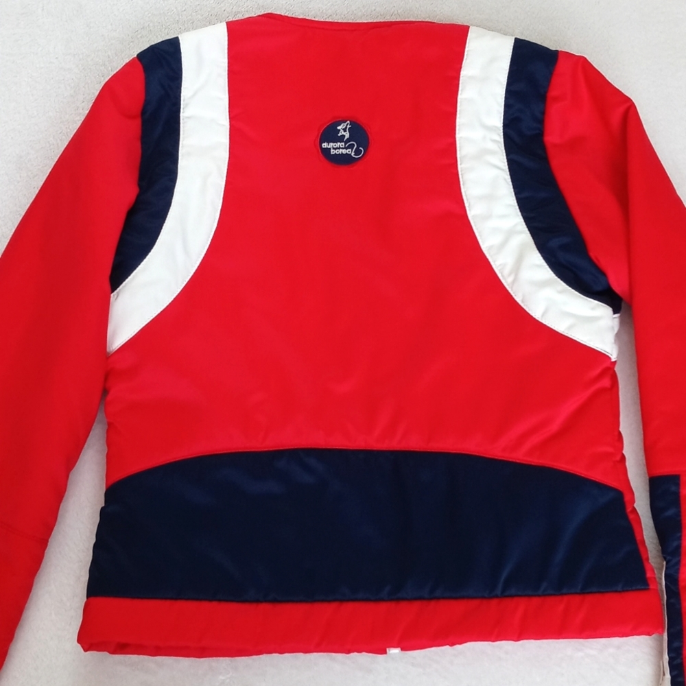 Red With Racer Stripes Winter Puffer/ Ski Snow Coat S - Picture 15 of 16